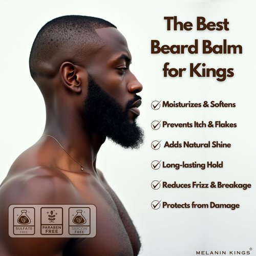 Melanin Kings Beard Balm for Black Men | 3 oz | Ancient African Ingredients | Specialized formula for black men s Kenyan Sandalwood Scent