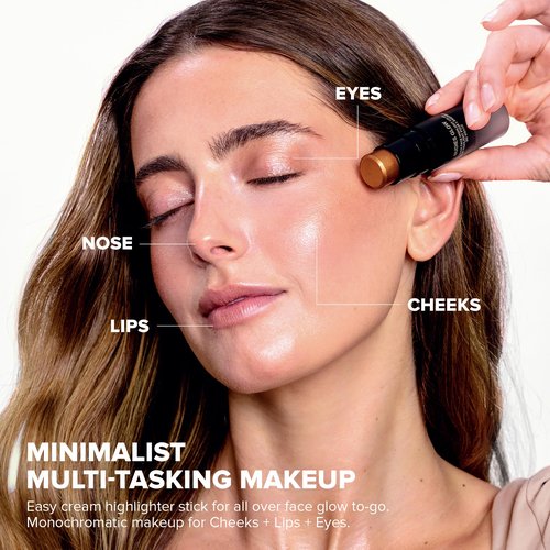 Nudestix Nudies Glow Highlighter Stick – Multi-Use Cream Highlighter for Face, Eyes & Body with Built-In Brush | Dewy, Radiant Finish for All Skin Tones | Ice Ice Baby