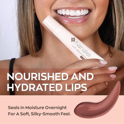 Hanalei Lip Treatment - Intensive Overnight Moisturizer with Kukui Oil & Shea Butter | Hydrating Balm for Dry, Chapped Lips - Natural Nude Tint, 15g - Cruelty-Free