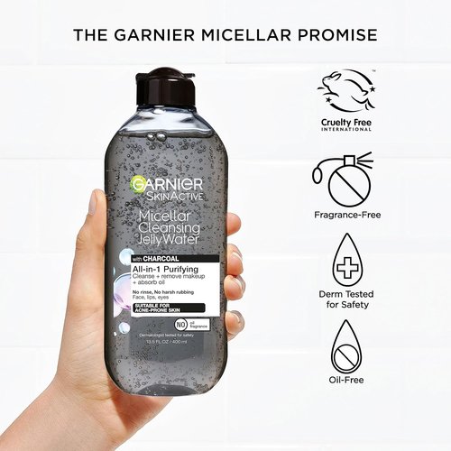 Garnier SkinActive Micellar Cleansing Jelly Water - Charcoal Purifying Formula | 2-Pack