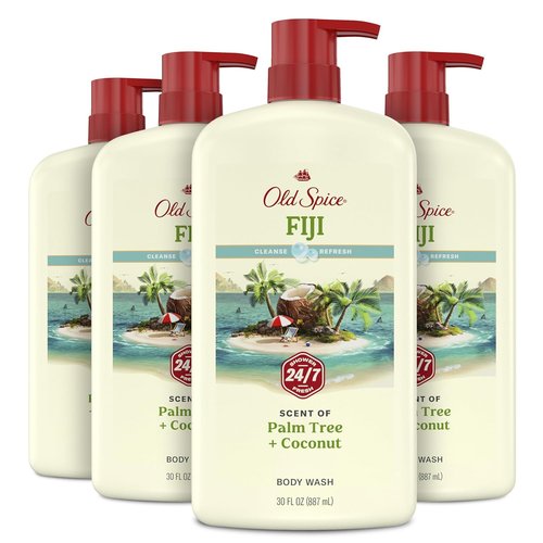 Old Spice Body Wash for Men - 24/7 Fresh Cleanse with Fiji Coconut Scent | Gentle on Skin, 30 oz (Pack of 4)