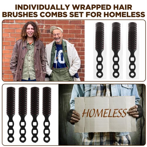 110 PCS Bulk Hair Brushes for Homeless, Hair Brush for Curly Hair, Detangling Hair Brush with Nylon Bristles, Individually Wrapped, Suitable for men and women, Hotel, Nursing Home, Charity, Church, Tr