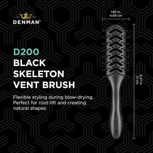 Jack Dean by Denman D200 Flexible Vent Brush - Ideal Styling Tool for All Hair Types | Black