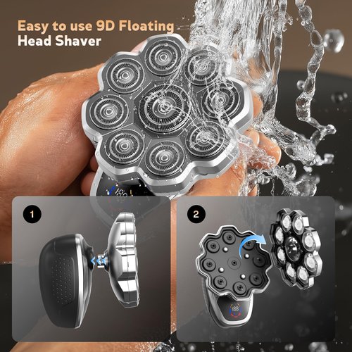 Electric Razor for Men,Head Shavers for Bald Men,Electric Shavers for Men with Wet & Dry Bald Head Shaver 9D Floating, 5-in-1 Body Shavers Comes with Magnetic Detachable Blades