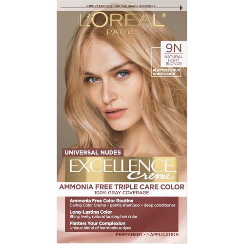 L’Oreal Paris Excellence Hair Color - Ammonia-Free Gray Coverage | 9N Natural Light Blonde, 1 Kit