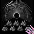 Kinjoek 8 Set Total 400 Pointed Tips Clear Nail Swatches Sticks Nail Art Supplies Practice Display Board for Nail Art Polish Display and Home DIY,transparent