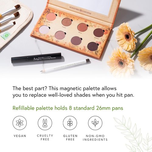 Honeybee Gardens Nude Renaissance Eye Shadow Palette - 8 Highly Pigmented Neutral Shades | Vegan & Talc-Free, 1.3g Each