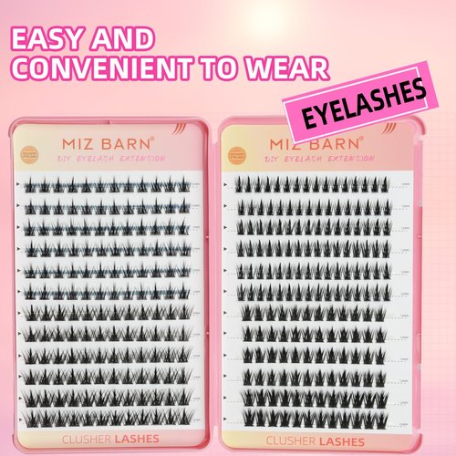 Miz Barn 312PCS Cluster Diy Lash Extensions Individual Lashes Ultra-Large Capacity Wispy Manga Lashes Individual Cluster Lashes Kit for Self Application (4 Styles Mixed)
