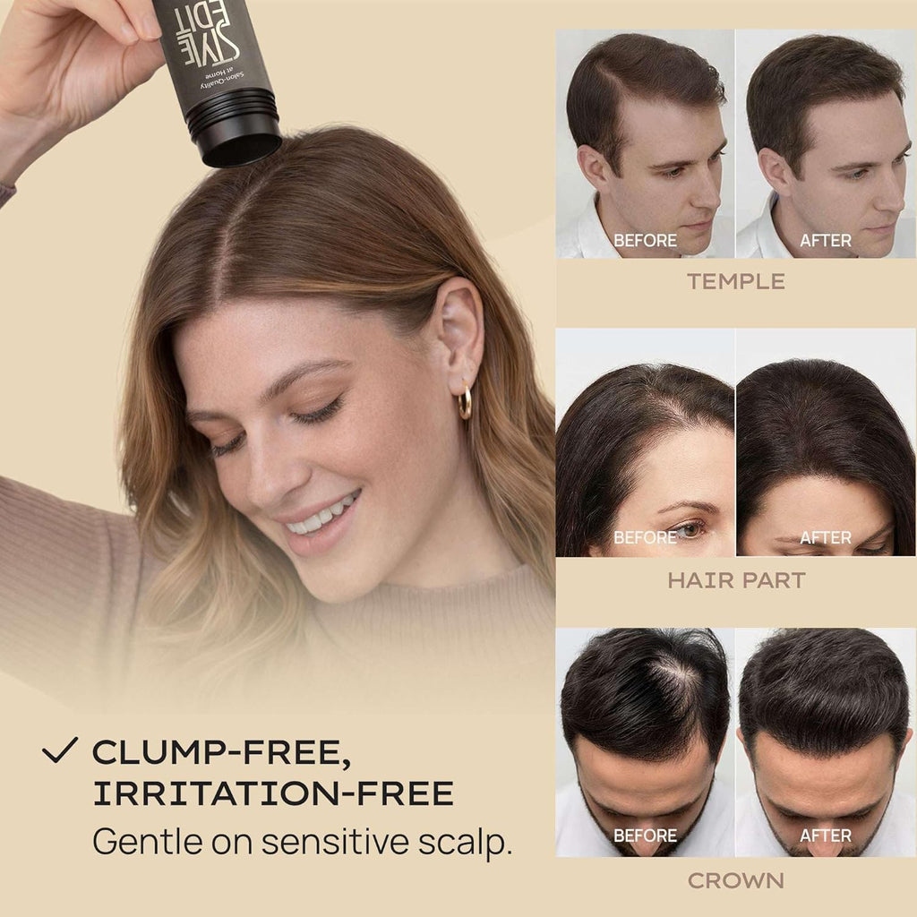 Style Edit Hair Building Fibers - Conceal Thinning Hair & Receding Hairlines | 100% Plant-Based, Dark Brown 0.88oz