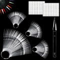 Allstarry 200 Pcs Clear & Natural Nail Swatch Sticks with Ring and Numbered Tips Pointed Shaped Nail Art Polish Display Tips, False Nail Sample Sticks, Sacks of Transparent Nail Practice for Manicure