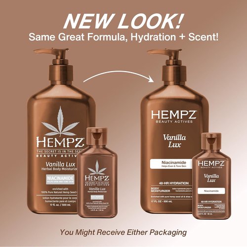 Hempz Vanilla Lux Body Moisturizer - Nourishing Formula for Soft Skin | 17 oz