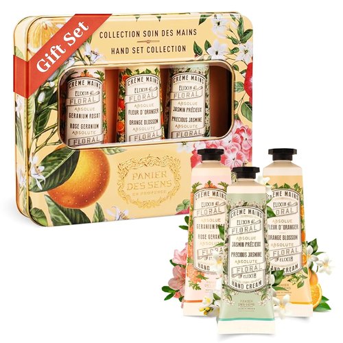 Panier des Sens - Mini Hand Cream Set - Natural Moisturizing Gift for Women - Orange Blossom, Jasmine, Geranium - Travel Size 3x1 Fl Oz - Made in France
