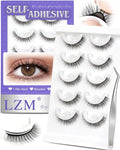 Self Adhesive Eyelashes Glueless Lashes - Natural Look 7-10mm No Glue Eyelashes Strip Waterproof All-Day Hold Press On Lashes Glueless Reusable Lash Strips Kit With Tweezer for Makeup by LZM (08)