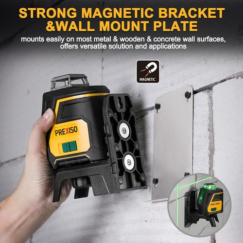 PREXISO 360 Laser Level with Tripod - Rechargeable Green Laser, 100Ft Range, 3 Brightness Settings for Precision Construction
