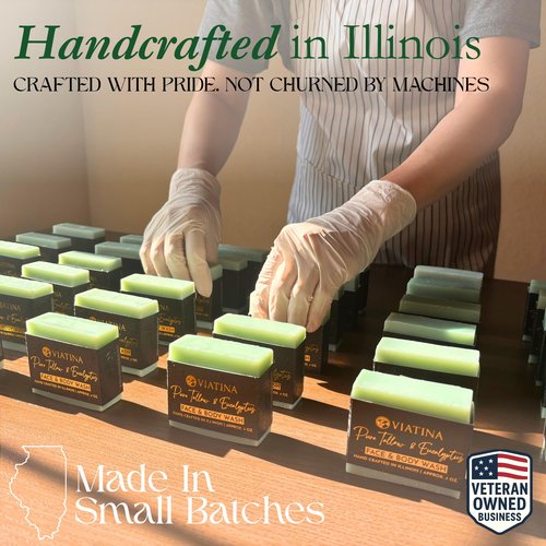 100% Beef Tallow Soap Bar Grass Fed - Natural Tallow Soap Bar for Women & Men - Eucalyptus Beef Tallow Soap - Handmade Grass Fed Tallow Soap made in USA - 3 Pack