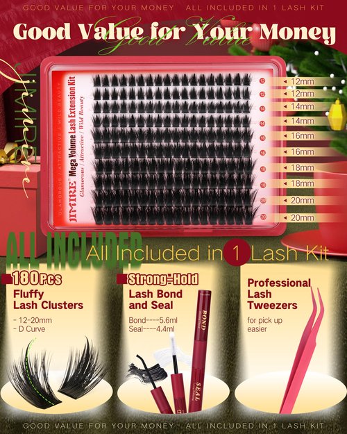 Manga Lash Clusters Kit Fluffy Eyelash Extension Kit Wispy Eyelash Clusters with Spikes D-Curl Lash Extension Kit 12-20MM Cluster Eyelash Extensions Kit with Lash Bond and Seal Fairy Cluster Lashes