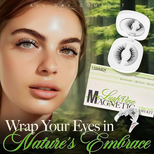 LASHVIEW Upgrade Soft Magnetic Eyelashes with Applicator, Reusable Magnetic Lashes Natural Look, No Glue Needed, Windproof & Waterproof for All-Day Comfort (L01)