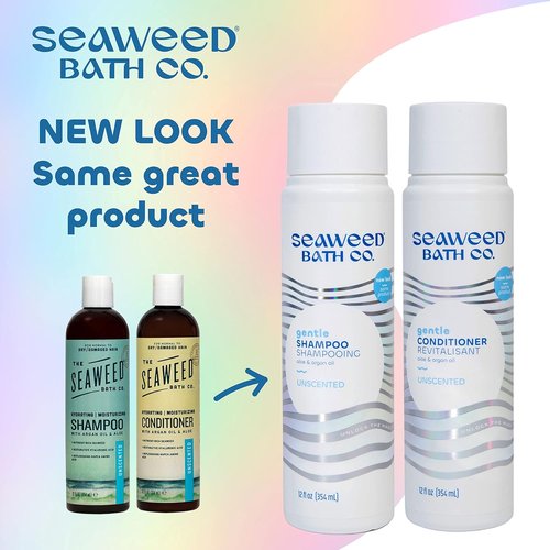 Seaweed Bath Co. Gentle Shampoo & Conditioner Set - Nourishing Hair Care for Sensitive Scalps - 12 oz (Pack of 2)