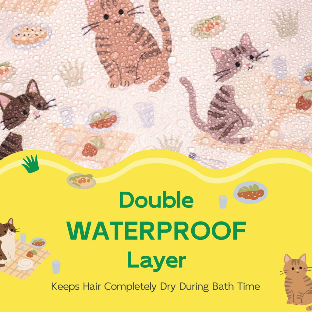 Years calm Kids Shower Cap, Waterproof Reusable Cartoon Bath Cap with Double Layers & Soft Elastic Band, Washable shower cap for kids, Great for Daily Bath