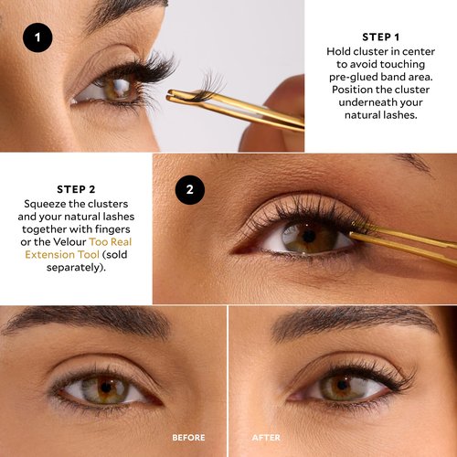 Velour x CGonzalez Beauty Self-Stick Lash Clusters, Self Adhesive Eyelashes, 18 Eyelash Clusters