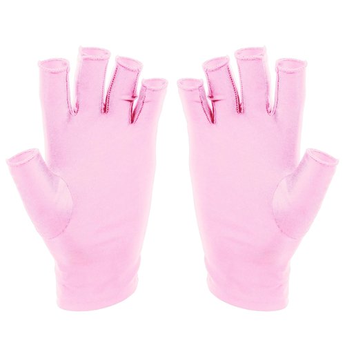 SUNUV UV Gloves for Gel Manicures, Professional UPF 50+ Anti UV Gloves for Gel Nail Lamp, Nail Techs Pink
