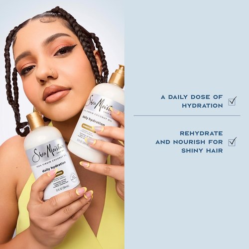 Shea Moisture Daily Hydration Shampoo - Virgin Coconut Oil, Sulfate-Free for All Hair Types | 13 oz