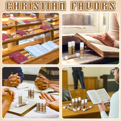 Dansib 50 Pcs Christian Lip Balm Bulk Bible Verses Lip Balm Scripture Christian Gifts for Women Men Faith Religious Church Party Favor Inspirational Gift for Staff Employee Coworkers