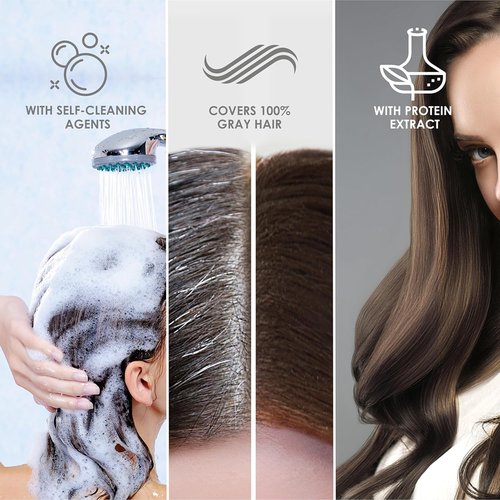 Skiennix Professional Coloring Kit - Permanent Hair Dye for Gray Coverage | 6.71 Dark Blonde Ash Brown + Reviving Shampoo & Conditioner