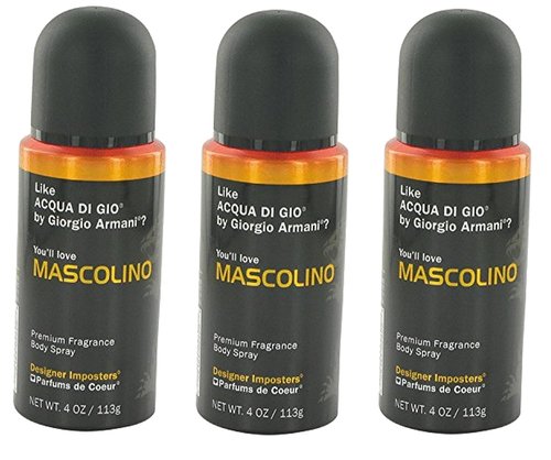 Parfums De Coeur Ltd Body Spray Mascolino - Refreshing Scent | 3-Pack for Long-Lasting Fragrance