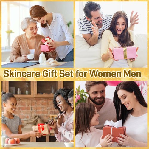 5Pcs Valentines Day Vitamin C Skincare Set, Skin Care for Kids, Skincare Gift Sets with Cleanser, Toner, Serum, Eye Cream, Facial Cream, Skin Care Set for Girls Ages 8-12, Travel Facial Kit for Girls