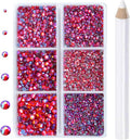 8000pcs Hotfix Rhinestones Flatback,Rhinestones for Crafts Clothes Mixed 6 Sizes, Hotfix Crystals with Wax Pencil Kit, SS3-SS12,Siam AB