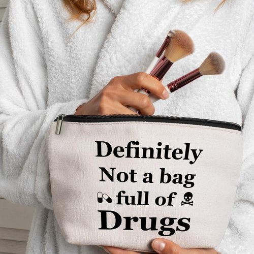 CLHHM Funny Medicine Zipper Makeup Bag Not A Bag Full of Drugs Travel Cosmetic Pouch Nurse Practitioner Friends Sister Toiletry Bags for Large Capacity