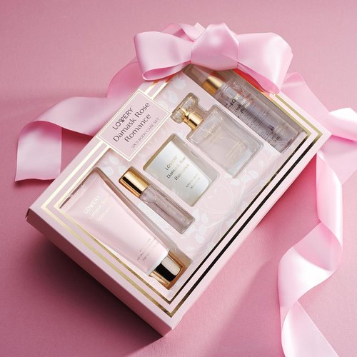 Damask Rose Romance Spa Kit - Luxurious Self-Care Gift Set for Women | Includes Candle, Perfume & Body Lotion