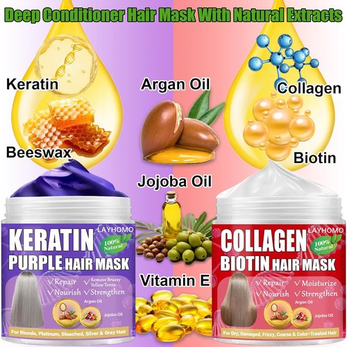 Skiennix Keratin Hair Treatment - Purple Hair Mask for Brassy Blonde & Platinum Hair | Deep Conditioner with Argan & Jojoba Oil
