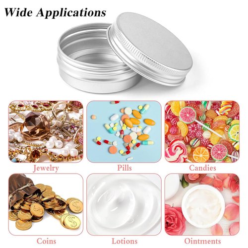 30Pack Aluminum Tin Jars, 2 Oz Tins with Lids Cosmetic Jars, 60ml Screw Top Tin Aluminum Tin Cans Screw Top Metal Tins Small Travel Containers for Creams Lip Balm Containers(2 Oz/60ml)