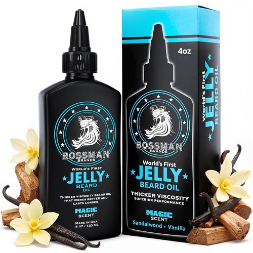Bossman Jelly Beard Oil - Magic Scent Beard Softener & Moisturizer for Men (4 oz)