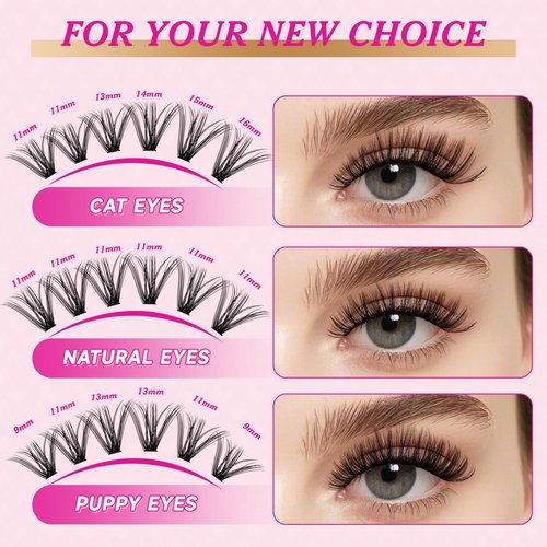 NYCAAR DIY Lash Extension Kit 280Pcs Individual Eyelash Extension Kit 40D50D 0.07D Curl 9-16MIX Lash Clusters Kit with Lash Glue Remover Applicator Easy to Use for Beginners
