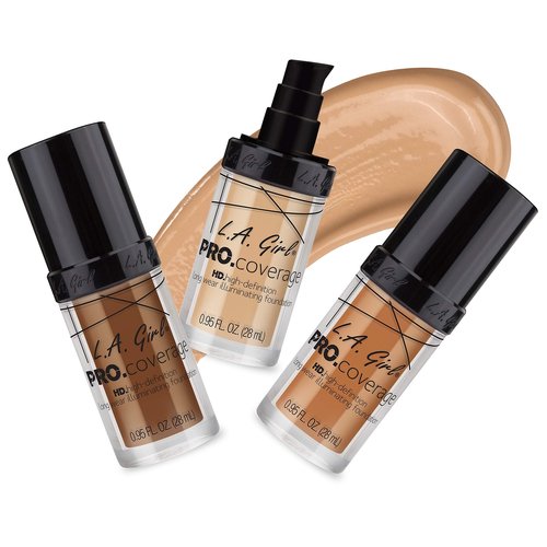 L.A. Girl Pro.Coverage Illuminating Foundation, Coffee GLM654 (Pack of 3)