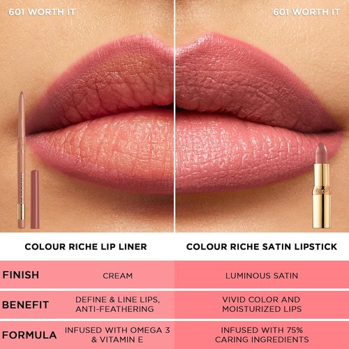 L'Oreal Paris Colour Riche Lip Liner Pencil - Creamy Formula with Omega 3 & Vitamin E | 782 Toffee To Be