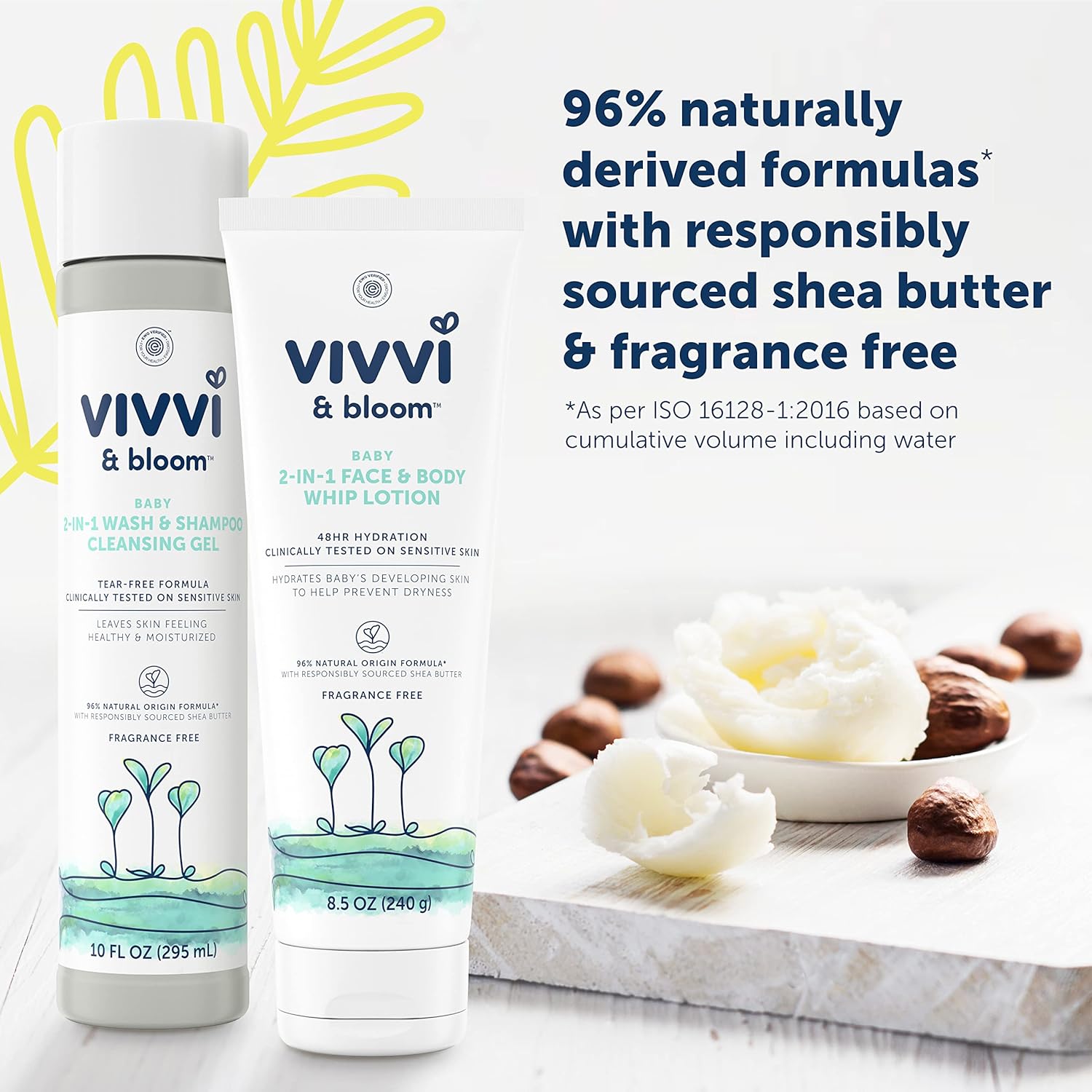 Vivvi & Bloom Gentle 2-in-1 Baby Wash & Shampoo - Fragrance-Free Cleansing Gel for Sensitive Skin, 10 fl. oz.