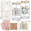 4MELLY Christian Gift for Women Faith Religious Gifts Birthday Mothers Day Gifts for Women Mom Sister Best Friends Wife Coworkers-Inspirational Verse Glass/Makeup Bag