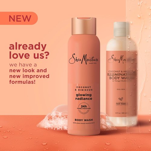 SheaMoisture Coconut Hibiscus Body Wash - 24H Visible Moisture for Healthy, Glowing Skin | 18 oz