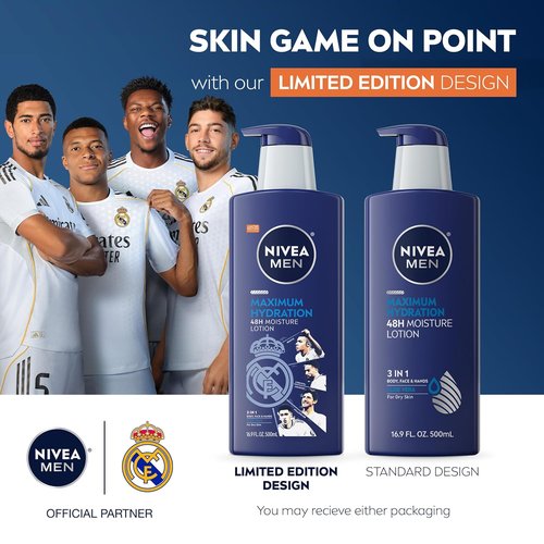 NIVEA MEN Maximum Hydration Body Lotion - 48-Hour Moisture for Dry Skin | Aloe Vera, 16.9 Fl Oz