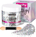 Teenitor Body Glitter Gel - Holographic Chunky Makeup for Face, Hair & Eyes | Silver Color