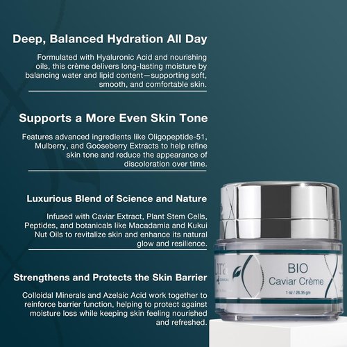 Lira Clinical BIO Caviar Crème - Hydrating Daily Facial Moisturizer with Peptides & Vitamin C - Travel Size 1 oz