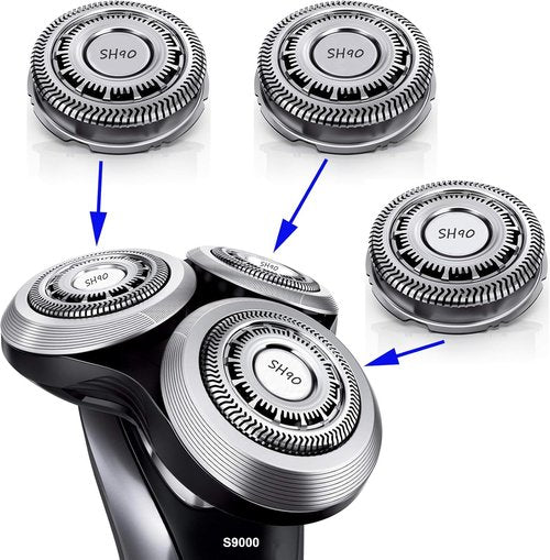 Philips Norelco SH90 Replacement Heads - Compatible with Series 9000 & 8950 Shavers