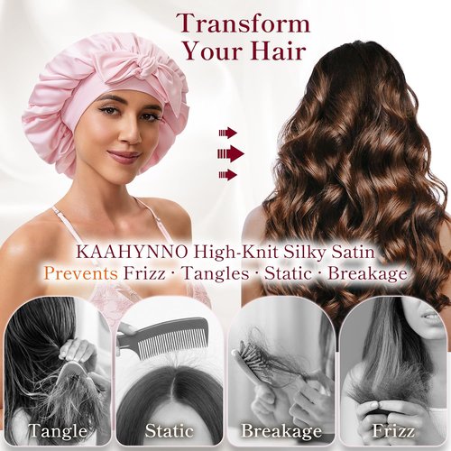 Skiennix Silk Satin Bonnet Hair Wrap - Adjustable Double Layer Night Cover for Curly Hair