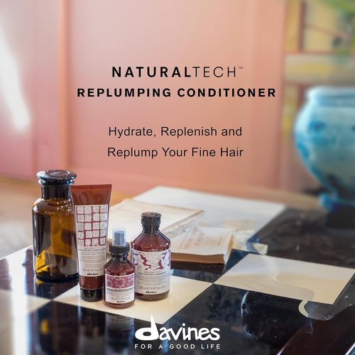 Davines Naturaltech Replumping Conditioner - Elasticizing & Moisturizing for Fine Hair - 5.07 Fl Oz