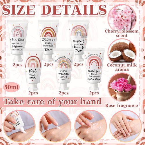 Sacubee 12 Pack Employee Appreciation Team Gifts Bulk Travel Size Hand Cream Inspirational Thank You Gifts Small Hand Lotions for Women Mothers Day Crna Nurse Teacher Employees Coworkers Staff