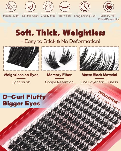 Manga Lash Clusters Anime Eyelash Clusters Volume Cluster Eyelash Extensions 12-18mm Thick Spiky Lashes Clusters 144pcs Cluster Lashes Individual DIY Lash Extension by TOOCHUNAG